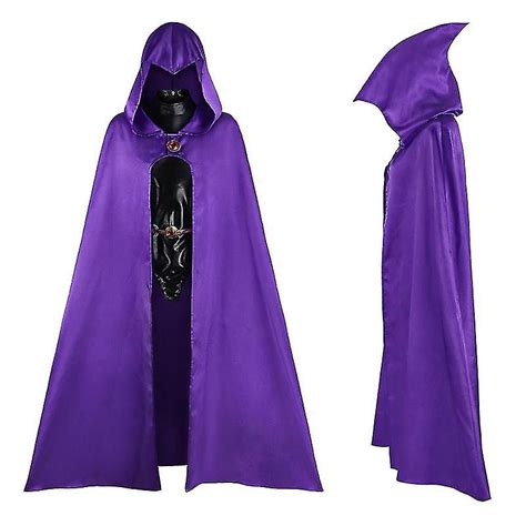 Anime Teen Titans Raven Cosplay Costume Superhero Cloak Jumpsuits