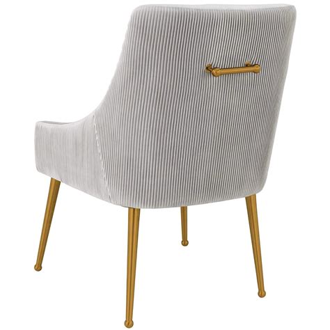 Beatrix Pleated Chair Light Grey Brushed Gold Legs High Fashion Home