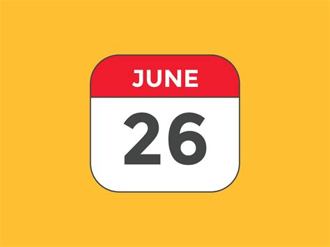 june 26 calendar reminder. 26th june daily calendar icon template ...