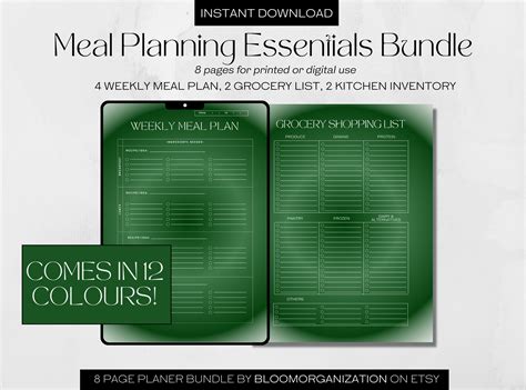 Essential Meal Plan Template Meal Plan Printable Meal Prep Etsy