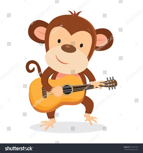 Monkey Playing Guitar Stock Vector (Royalty Free) 197072750 | Shutterstock