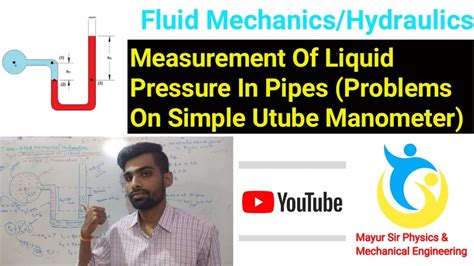 Problems On Simple Utube Manometer In Hindi Measurement Of Liquid