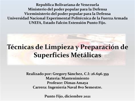 Tecnicas De Limpieza Y Preparación De Superficies Metalicas Pdf