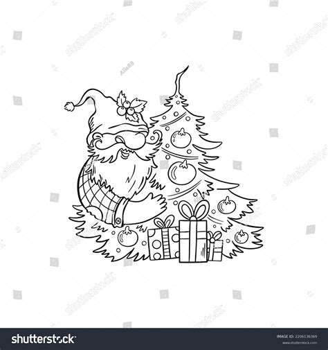 Doodle Illustration Gnome Coloring Page On Stock Vector (Royalty Free ...