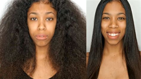 Naturally Curly To Straight Hair Tutorial Youtube