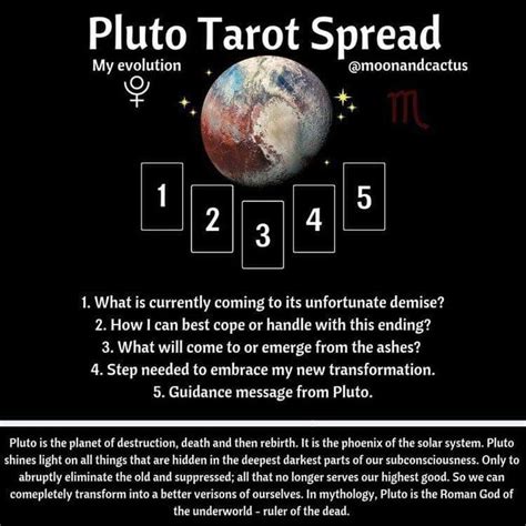 The Pluto Tarot Spread Is Shown In Black And White With An Image Of