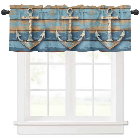 nqOlkjepod Vintage Anchor Farmhouse Short Window Curtain Valances