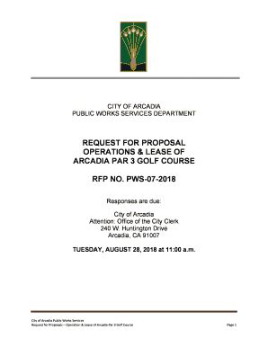 Fillable Online Request For Proposal Operations Lease Of Arcadia Par