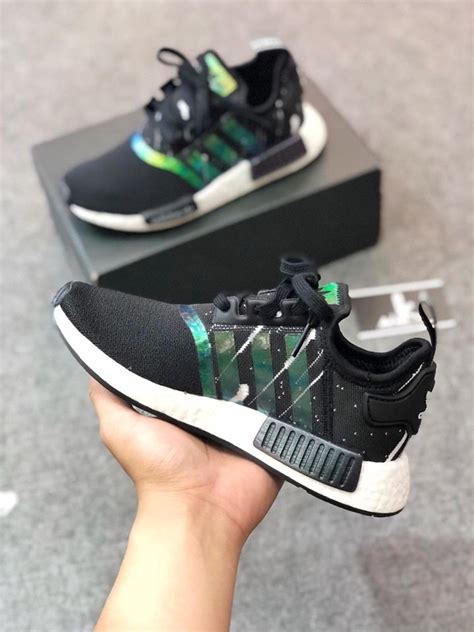 NMD R1 Black And Metallic Green Weirdkos Sneakers