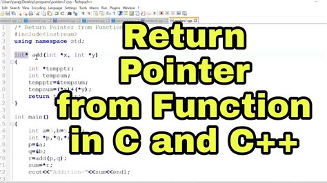 Return Pointer From Function In C And CPP Return Pointer C YouTube