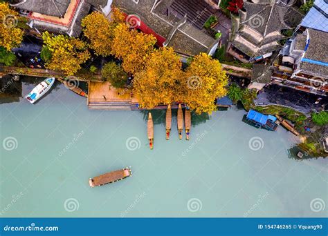 Beautiful Aerial View Of Fenghuang Ancient Town On Tuojiang River