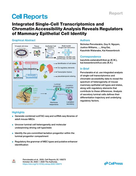 PDF Integrated Single Cell Transcriptomics And Chromatin