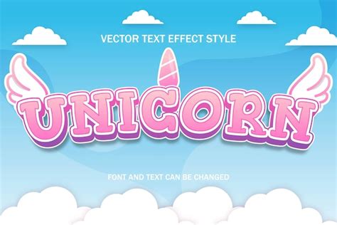 Premium Vector Unicorn Magical Fantasy D Editable Text Effect Font