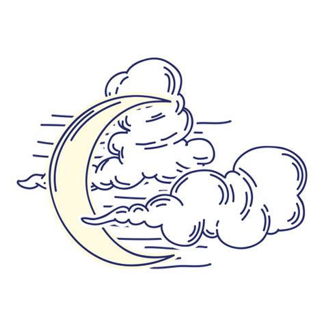 Diseño Png Y Svg De Dibujos Animados De Luna Y Nubes Para Camisetas