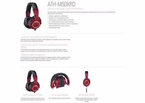 Audio Technica ATH M50XRD Limited Edition Headphone Red