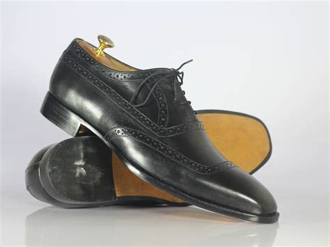 Handmade Mens Black Leather Square Toe Shoes Men Dress Formal Designer Shoes Men