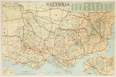 Road Map of Victoria Including Southern N.S.W. and Canberra. - Antique Print Map Room