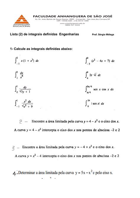 Lista De Integrais Definidas 2 PDF