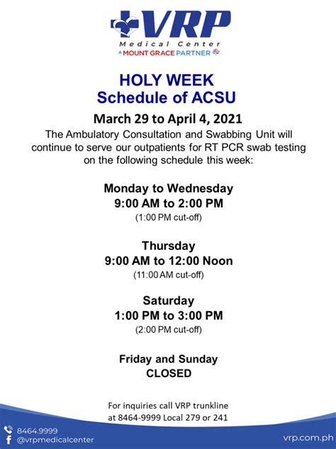 Holy Week Schedule 2021