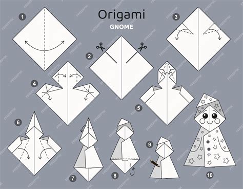 Tutorial De Esquema De Origami De Gnomo Modelo En Movimiento Origami