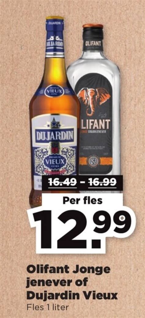 Olifant Jonge Jenever Of Dujardin Vieux Fles 1 Liter Aanbieding Bij PLUS