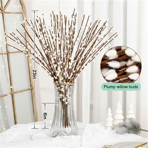 Stems Pussy Willow Branches For Vases Faux Pussy Willows With White