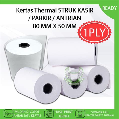 Jual Kertas Thermal Nota Struk Toko Kasir 80 MM X 50 MM 1 PLY HVS Print