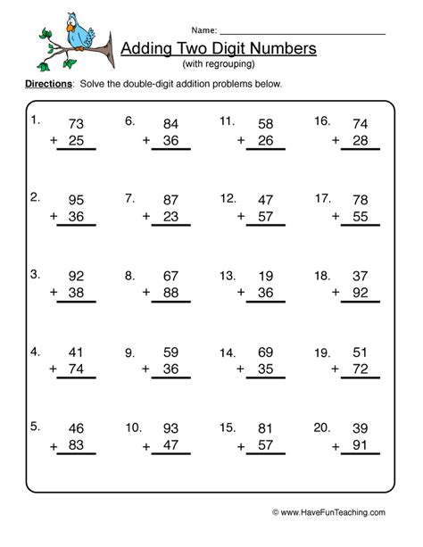 Free Printable Double Digit Worksheets