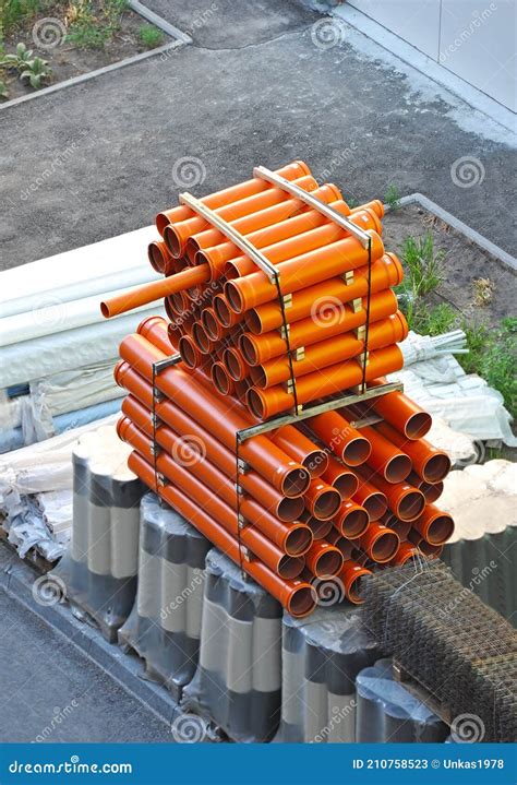 Stacked PVC Pipe Stock Image Image Of Drainage Industry 210758523