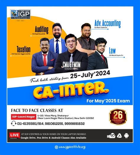 Ca Intermediate May Registration Last Date Fees Igp Institute Blog