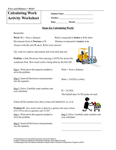 Calculating Work Worksheet Worksheets Library