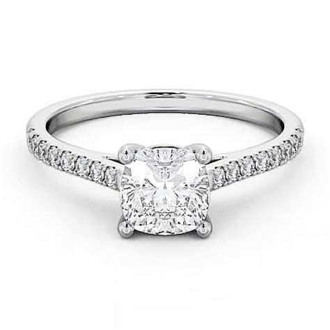 Alpha Jewel White Gold Over 14K Silver Diamond Ring Cushion Cut