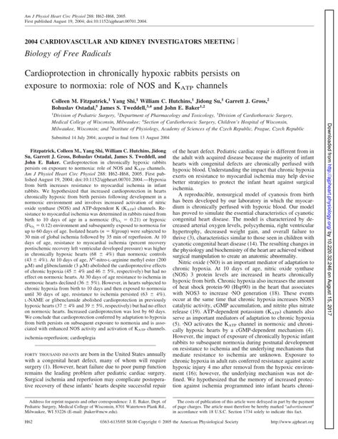 Pdf Cardioprotection In Chronically Hypoxic Rabbits Persists On