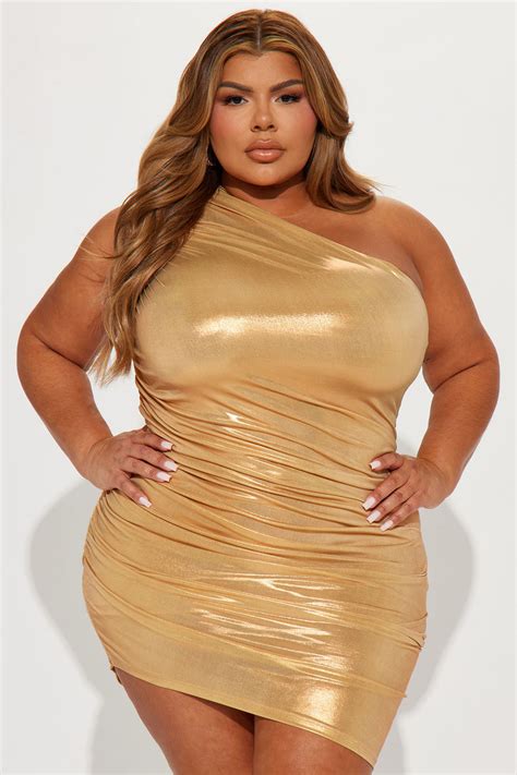 Medallion Metallic Mini Dress Gold Fashion Nova