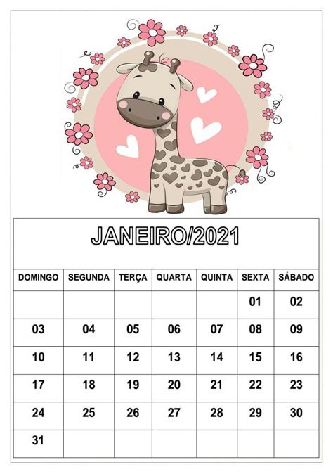 JARDIM COLORIDO DA TIA SUH Calendário 2021 de bichinhos prontos para