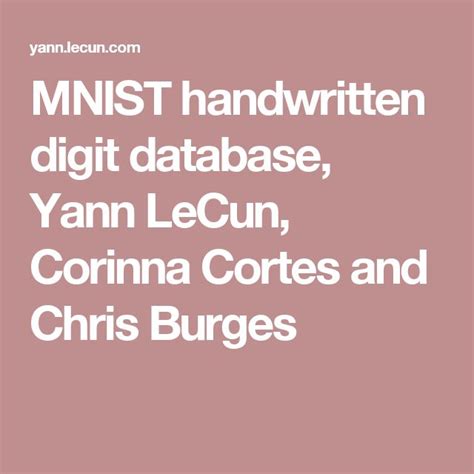 MNIST Handwritten Digit Database Yann LeCun Corinna Cortes And Chris