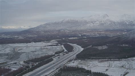 4k Stock Footage Aerial Video Glenn Highway Eagle River Valley