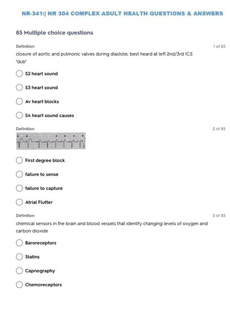 NR 341 Complex Adult Health Test 1 With Complete Solution NR 341