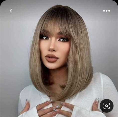 Pin On Cortes De Pelo Short Hair With Bangs Brown Blonde Hair Wig