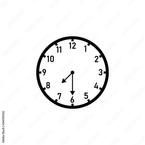 Wall Clock Displaying 730 Clipart Image Isolated On White Background