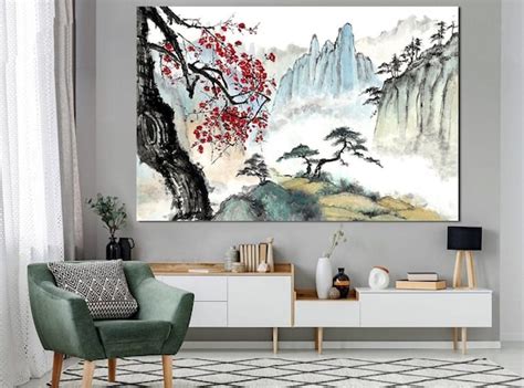 Japanese Canvas Art Asian Wall Art Mountain Canvas Japanese - Etsy