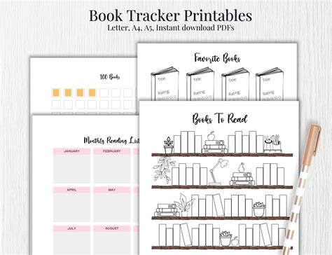 Book Tracker Printable Reading Tracker Book Log 100 Books Challenge Reading Log Books To