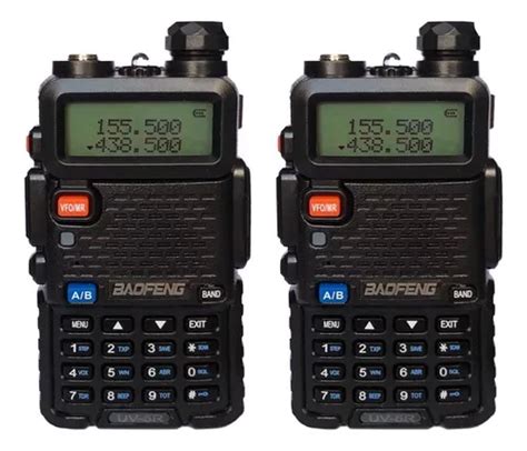 Kit R Dio Comunicador Ht Uhf Vhf Baofeng Uv R Dual Band Cor Preto