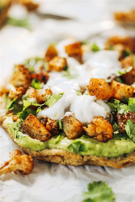 Roasted Veggie Paleo Cauliflower Pitas With Avocado Crema Paleo