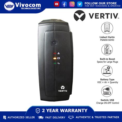 Liebert Vertiv PSA650 SOHO 650VA UPS With USB Port Mobile Charger