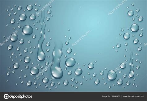 Water Drops In Shower Or Pool Condensate Or Rain Droplets Reali