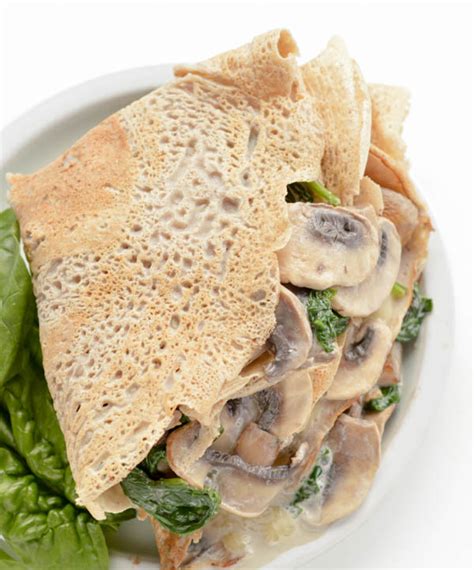 French Buckwheat Crepes - Spinach Mushroom Savory Galette - Sweetashoney