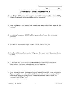 Name Date Pd Chemistry Unit 5 Worksheet 1 Mr Name Date Pd