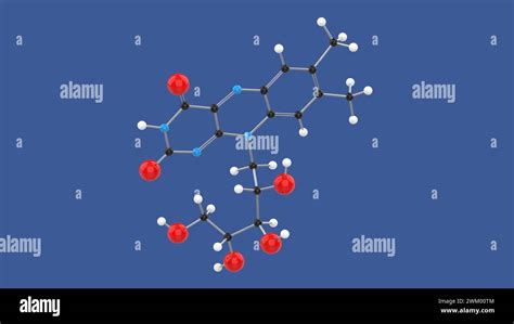 Vitamin B2 Riboflavin 3d Molecule Structure On Blue Background 3d