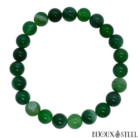 Bracelet Perles D Agate Verte Teint E Mm En Pierre Naturelle